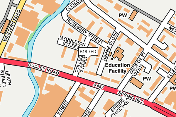 B18 7PD map - OS OpenMap – Local (Ordnance Survey)