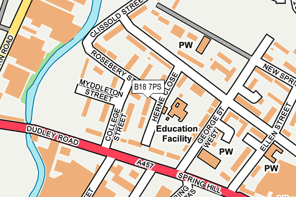 B18 7PS map - OS OpenMap – Local (Ordnance Survey)