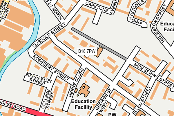 B18 7PW map - OS OpenMap – Local (Ordnance Survey)