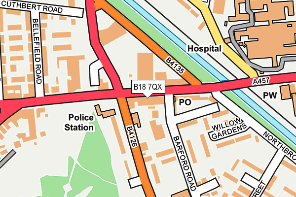 B18 7QX map - OS OpenMap – Local (Ordnance Survey)