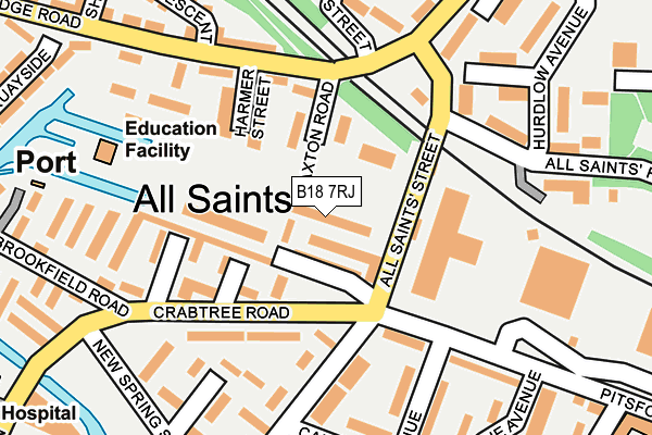 B18 7RJ map - OS OpenMap – Local (Ordnance Survey)