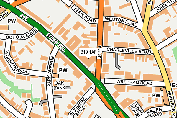 B19 1AF map - OS OpenMap – Local (Ordnance Survey)