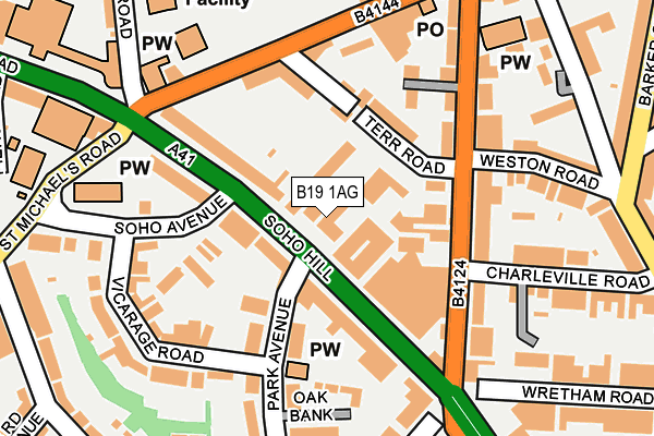 B19 1AG map - OS OpenMap – Local (Ordnance Survey)