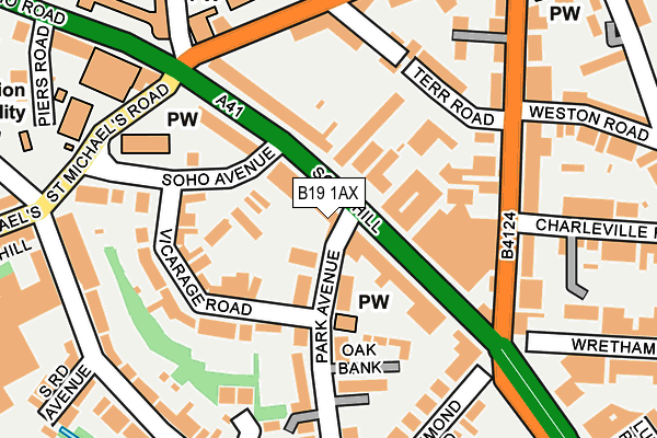 B19 1AX map - OS OpenMap – Local (Ordnance Survey)