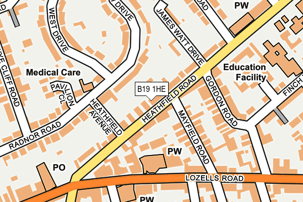 B19 1HE map - OS OpenMap – Local (Ordnance Survey)