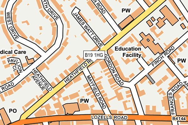 B19 1HG map - OS OpenMap – Local (Ordnance Survey)