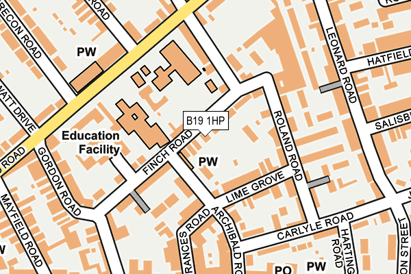 B19 1HP map - OS OpenMap – Local (Ordnance Survey)