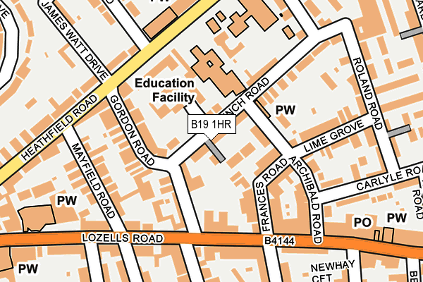 B19 1HR map - OS OpenMap – Local (Ordnance Survey)