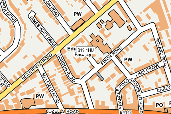 B19 1HU map - OS OpenMap – Local (Ordnance Survey)