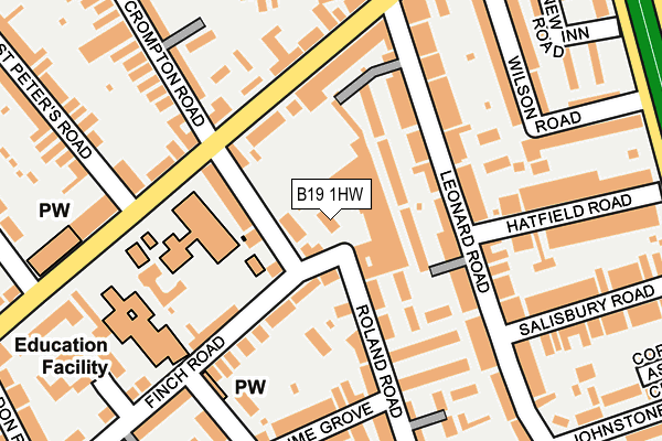 B19 1HW map - OS OpenMap – Local (Ordnance Survey)