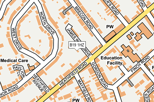 B19 1HZ map - OS OpenMap – Local (Ordnance Survey)