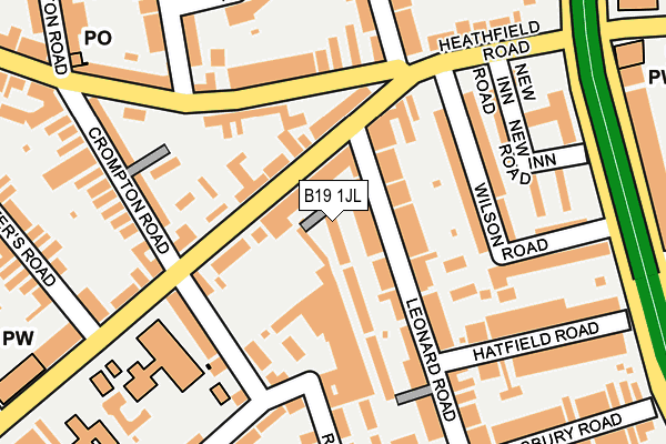 B19 1JL map - OS OpenMap – Local (Ordnance Survey)