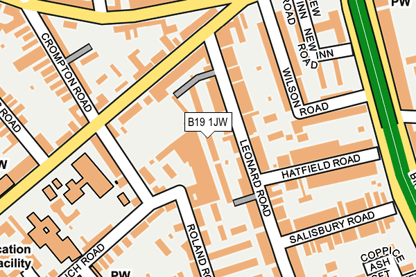 B19 1JW map - OS OpenMap – Local (Ordnance Survey)