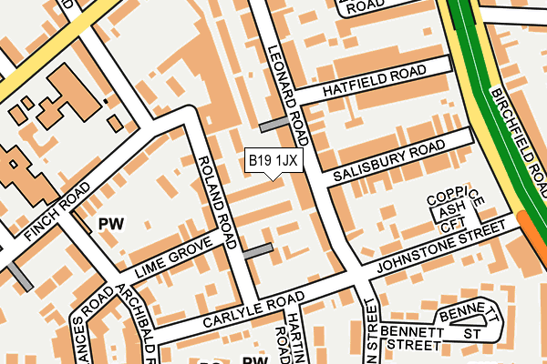 B19 1JX map - OS OpenMap – Local (Ordnance Survey)