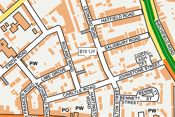 B19 1JY map - OS OpenMap – Local (Ordnance Survey)