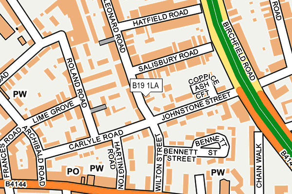 B19 1LA map - OS OpenMap – Local (Ordnance Survey)
