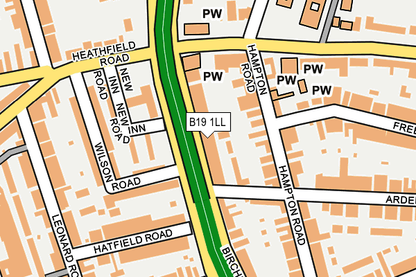 B19 1LL map - OS OpenMap – Local (Ordnance Survey)