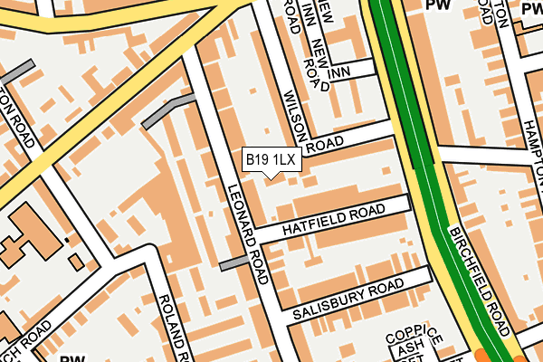 B19 1LX map - OS OpenMap – Local (Ordnance Survey)