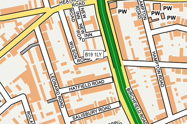 B19 1LY map - OS OpenMap – Local (Ordnance Survey)