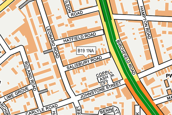 B19 1NA map - OS OpenMap – Local (Ordnance Survey)
