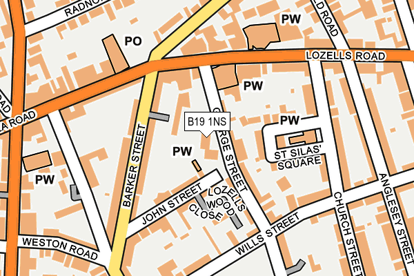 B19 1NS map - OS OpenMap – Local (Ordnance Survey)