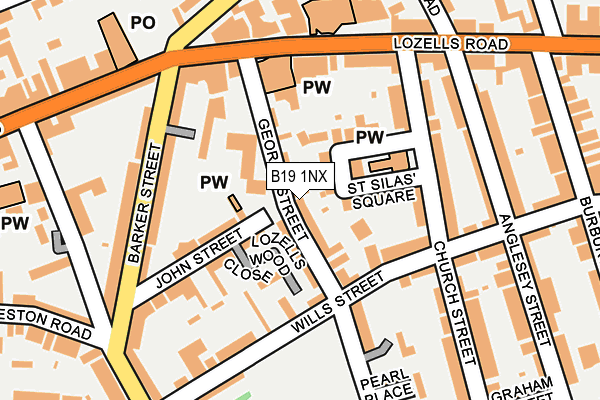 B19 1NX map - OS OpenMap – Local (Ordnance Survey)