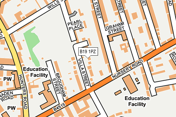 B19 1PZ map - OS OpenMap – Local (Ordnance Survey)