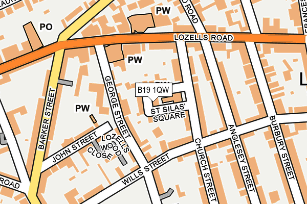 B19 1QW map - OS OpenMap – Local (Ordnance Survey)