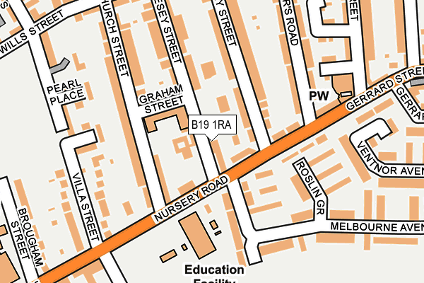 B19 1RA map - OS OpenMap – Local (Ordnance Survey)