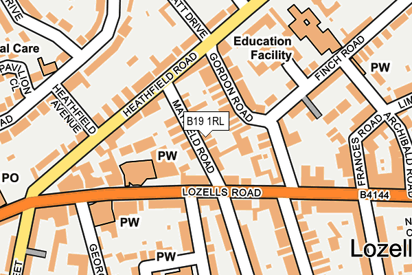 B19 1RL map - OS OpenMap – Local (Ordnance Survey)