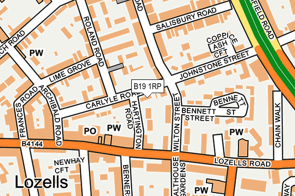 B19 1RP map - OS OpenMap – Local (Ordnance Survey)