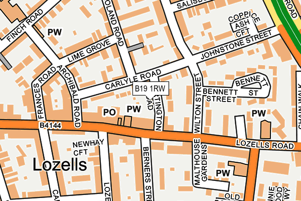 B19 1RW map - OS OpenMap – Local (Ordnance Survey)