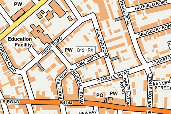 B19 1RX map - OS OpenMap – Local (Ordnance Survey)