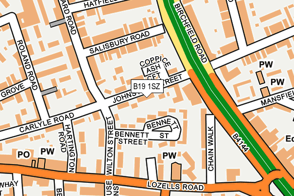 B19 1SZ map - OS OpenMap – Local (Ordnance Survey)