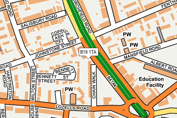 B19 1TA map - OS OpenMap – Local (Ordnance Survey)