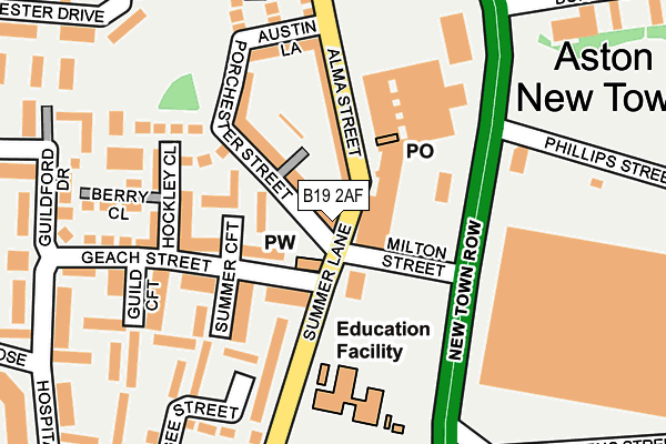 B19 2AF map - OS OpenMap – Local (Ordnance Survey)