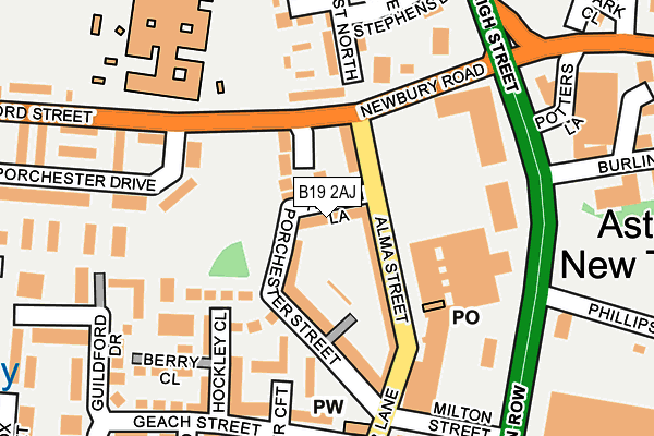 B19 2AJ map - OS OpenMap – Local (Ordnance Survey)