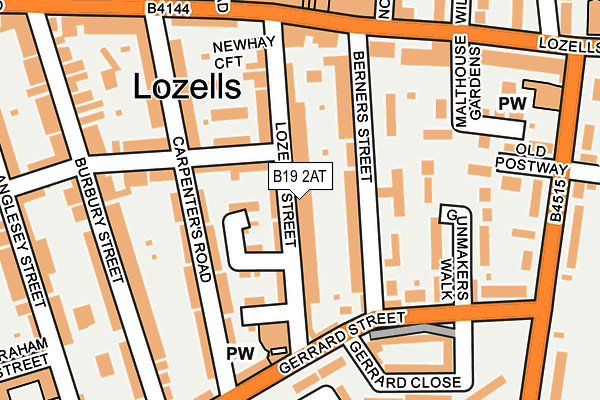 B19 2AT map - OS OpenMap – Local (Ordnance Survey)