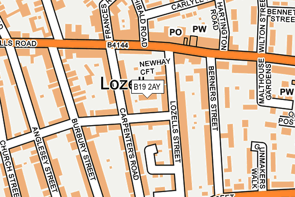 B19 2AY map - OS OpenMap – Local (Ordnance Survey)
