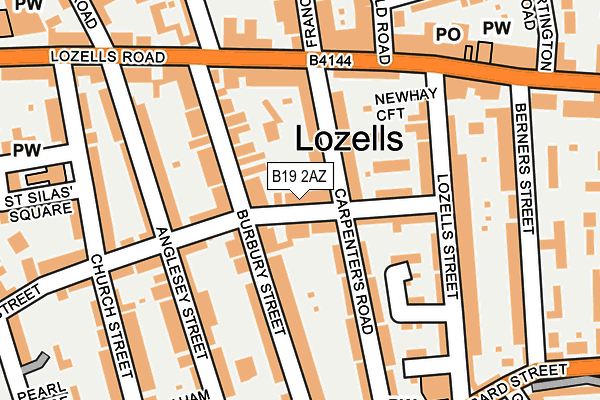 B19 2AZ map - OS OpenMap – Local (Ordnance Survey)