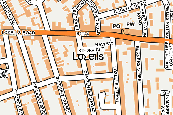 B19 2BA map - OS OpenMap – Local (Ordnance Survey)