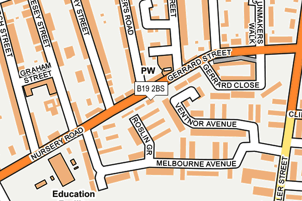 B19 2BS map - OS OpenMap – Local (Ordnance Survey)