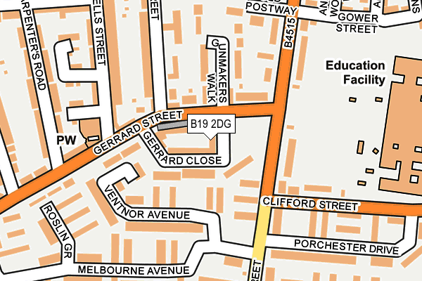 B19 2DG map - OS OpenMap – Local (Ordnance Survey)