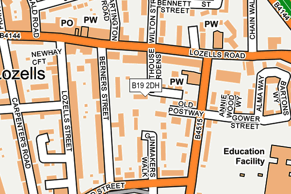 B19 2DH map - OS OpenMap – Local (Ordnance Survey)