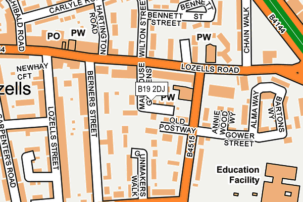 B19 2DJ map - OS OpenMap – Local (Ordnance Survey)