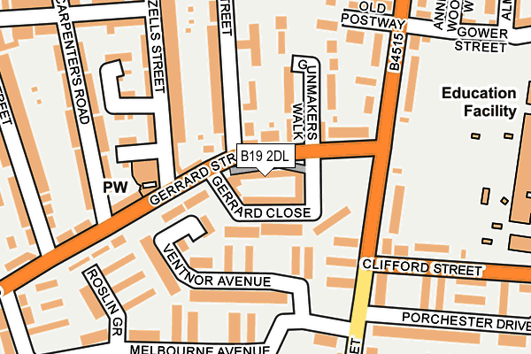 B19 2DL map - OS OpenMap – Local (Ordnance Survey)