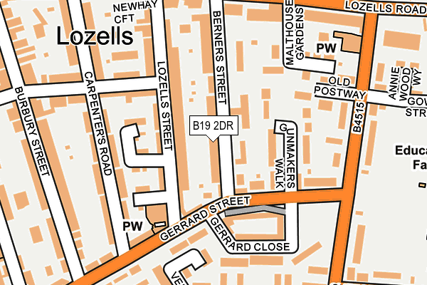 B19 2DR map - OS OpenMap – Local (Ordnance Survey)