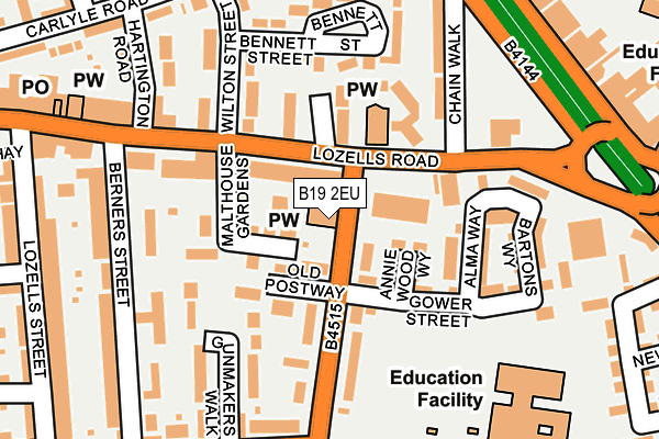 B19 2EU map - OS OpenMap – Local (Ordnance Survey)