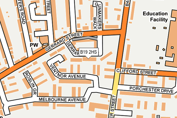 B19 2HS map - OS OpenMap – Local (Ordnance Survey)