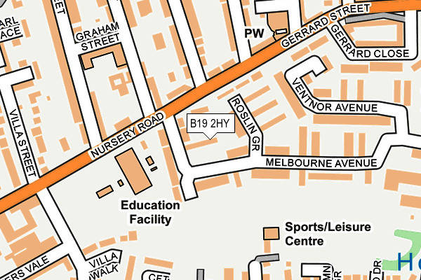 B19 2HY map - OS OpenMap – Local (Ordnance Survey)